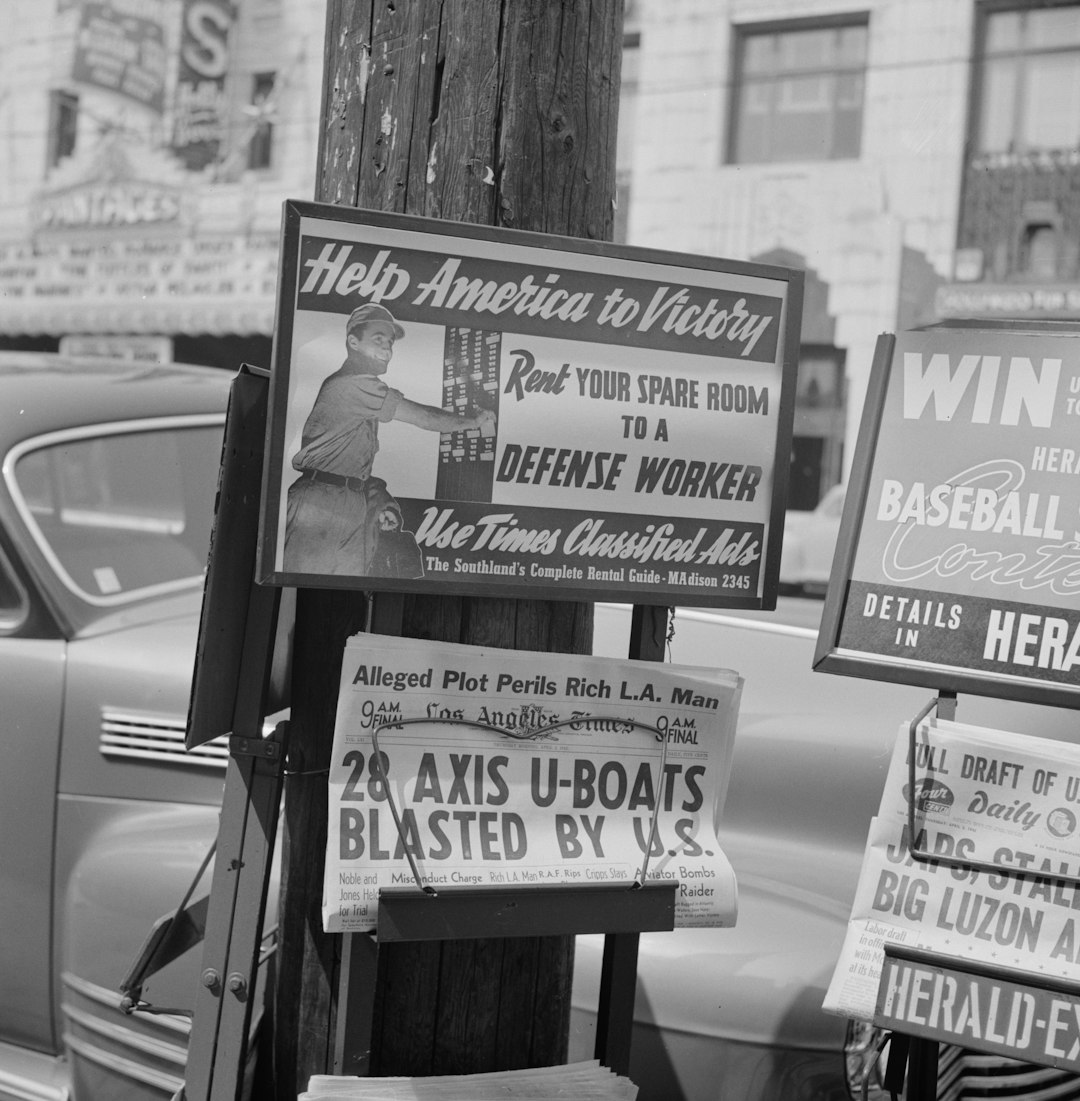 Los Angeles, California. Newsstand on a street corner