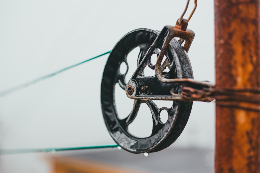 black and brown metal wheel