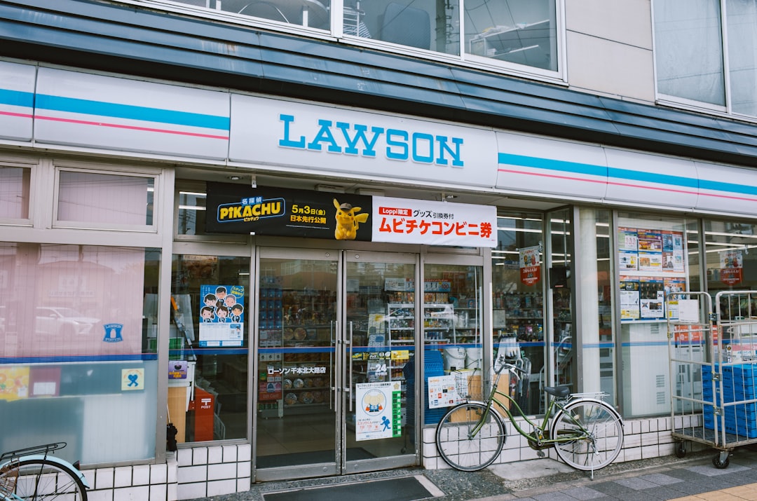 Lawson convenience store storefront with glass doors